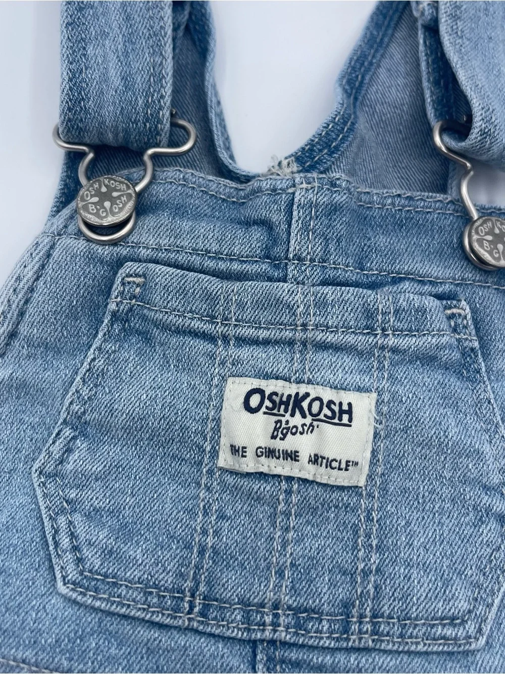 Oshkosh B’Gosh baby girls denim overalls dress white size 9 months